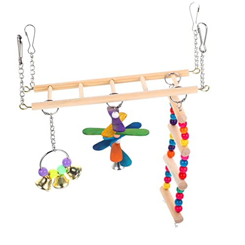 ifundom Holz Vogel Schaukel Spielzeug Für Nymphensittiche Und Wellensittiche Bissfestes Vogelspielzeug Mit Stabilem Stand Für Käfig Zum Spielen Für Training Der Koordination von ifundom