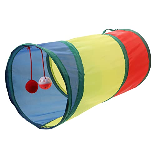 ifundom 1Stück Interaktiver Katzentunnel Für Haustiere Faltbares Mit Buntem Design Und Glöckchen Für Neugierige Katzen Und Kätzchen Perfektes Und Verstecken von ifundom