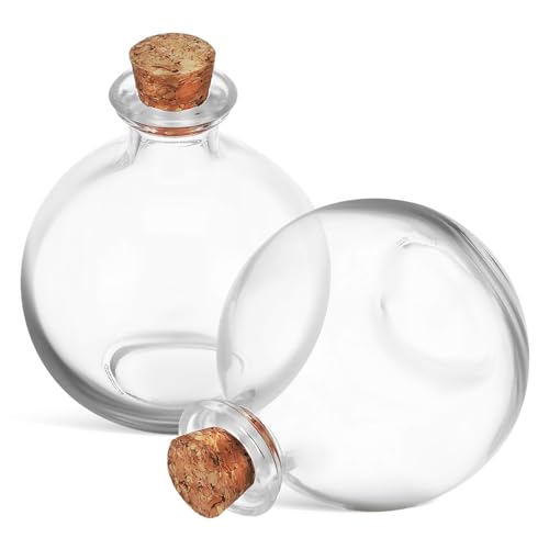 ifundom 2 Stück Glas Terrarium mit Korkverschluss Rundes Pflanzengefäß für Hydroponik Moos und Landschaften Stabiles Transparentes Glas für DIY Ökosysteme und Dekoration von ifundom
