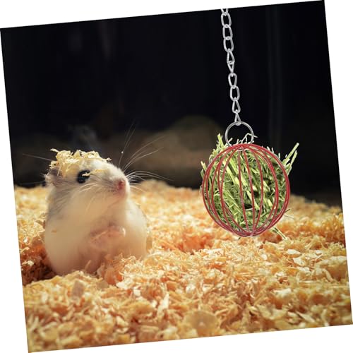 ifundom 2 Stück Hängende Futterbälle für Kleintiere Wiederverwendbare Grasfutterspender Platzsparender Kaninchen Futterball mit Stabilem Halter Geeignet für Hasen Meerschweinchen von ifundom