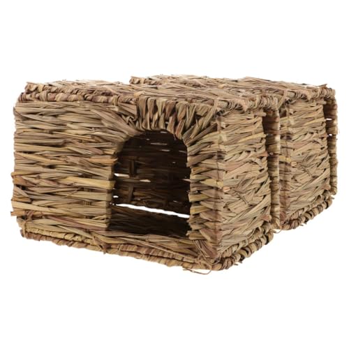 ifundom 2 Stück Hasennest Aus Stroh Hasentunnel Für Kaninchen Hasenhäuser Rattenvorräte Hamster Verstecken Ratte Versteckt Sich Meerschweinchenhäuser Und Verstecke Hasenbett Versteck Gras von ifundom