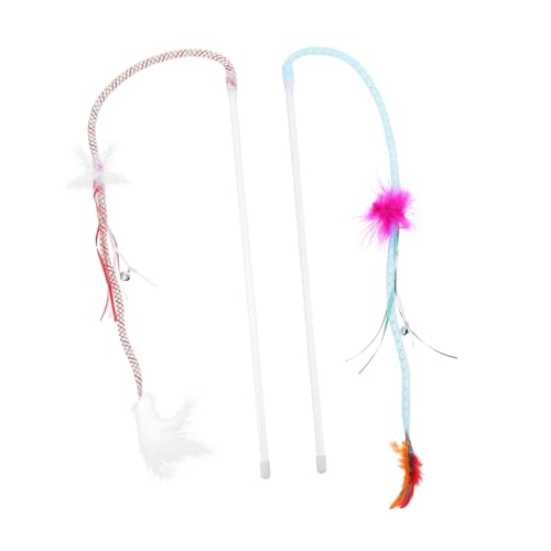 ifundom 2 Stück Interaktive Katzenspielzeuge Spielangel für Kätzchen Kreative Teaser Sticks Aktivität bei Katzen Zufällige Farbe von ifundom