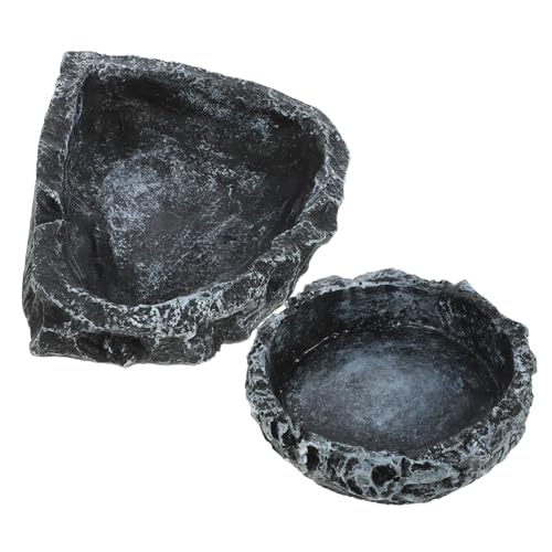 ifundom 2 Stück Reptilien Wasserschale und Futterbecken aus Resin Teiliges mit Natürlichem Baum Motiv Leicht zu Reinigen Ausbruchsicherer für Schildkröten Eidechsen und im Terrarium von ifundom