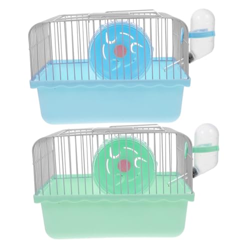 ifundom 2 Stück Teiliges Hamster-reisetransportkäfig Trinkflasche und Laufrad Leichter Kleintierkäfig aus Robustem Material Tragbar für Hamster Mäuse und Kleine Haustiere Einfache von ifundom
