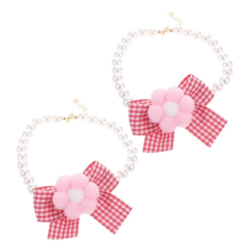 ifundom 2stücke Katzenkragen Mit Blume Und Schleife Verstellbar Für Kleine Tiere Haustierhalsschmuck Für Party Oder Täglichen Gebrauch von ifundom