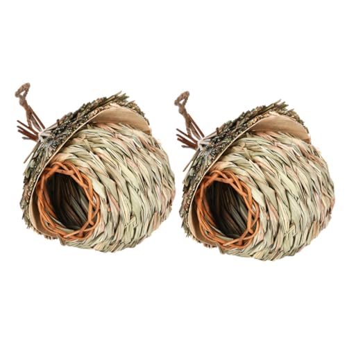 ifundom 2 Stück Vogelnest aus Stroh hängend vogelhaus Grasförmiges Vogelnest gewebte Strohvogelnester handgewebtes Vogelnest Papageienhaus Sparrow Bird House Vogelnisthaus ifundom 2 Stück Vogelnest aus Stroh hängend vogelhaus Grasförmiges Vogelnest gewebte Strohvogelnester handgewebtes Vogelnest Papageienhaus Sparrow Bird House Vogelnisthaus von ifundom