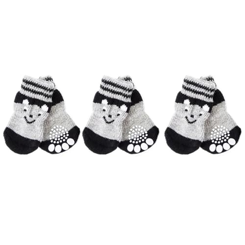 ifundom 3 Paare Rutsch Hundesocken aus Baumwolle Warme Bequeme Pfotenschützer für Drinnen rutschfeste Haustier Socken für Kleine und Mittlere Hunde Fußschutz gegen Kälte und Schmutz von ifundom