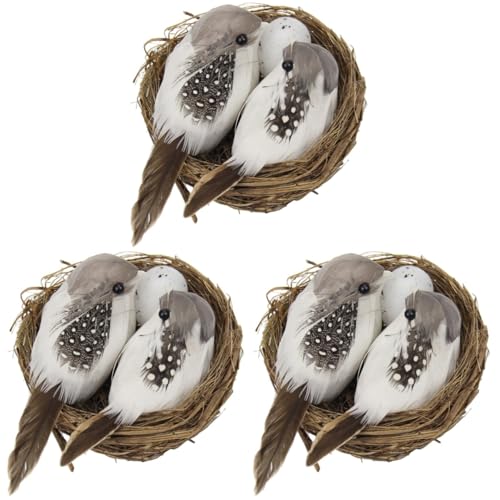 ifundom 3 Pcs Vogelnest Vogelnest Vogel Ei Nest Dekorative Eiernest Kunststoff Vögel Nest Miniatur Vögel zum Basteln Simulierte Vögel Nest Baum Garten Dekorationen Vogelhaus Künstlich von ifundom