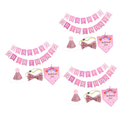 ifundom 3 Sets Schickes Katzenhalsband-Set Mit Fliege Kätzchenhut Katzenthema Geburtstagsbanner Dekorationen Entzückendes Haustier-Party-zubehör ifundom 3 Sets Schickes Katzenhalsband-Set Mit Fliege Kätzchenhut Katzenthema Geburtstagsbanner Dekorationen Entzückendes Haustier-Party-zubehör von ifundom