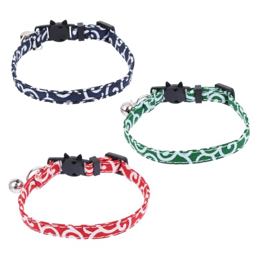 ifundom 3 Stück Katzenhalsband Teilig Verstellbar mit Glocke für Kätzchen und Katzen und Stilvolles Design für Fotoshootings von ifundom