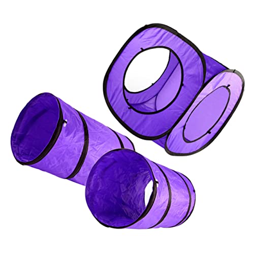 ifundom 3 Stück Katzentunnel Katze interaktiv Haustier Katzenspielzeug automatisch interaktives katzenspielzeug Interactive cat Toy Kätzchen Röhre Kätzchentunnel faltbar Stahldraht Violett von ifundom