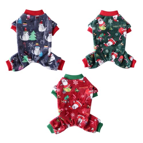 ifundom 3 Stück Kleidung für Haustiere Weihnachtskostüme für Haustiere Welpe klein Overalls aus korallenrotem Fleece für Haustiere Nachtwäsche für Hunde Korallenvlies von ifundom