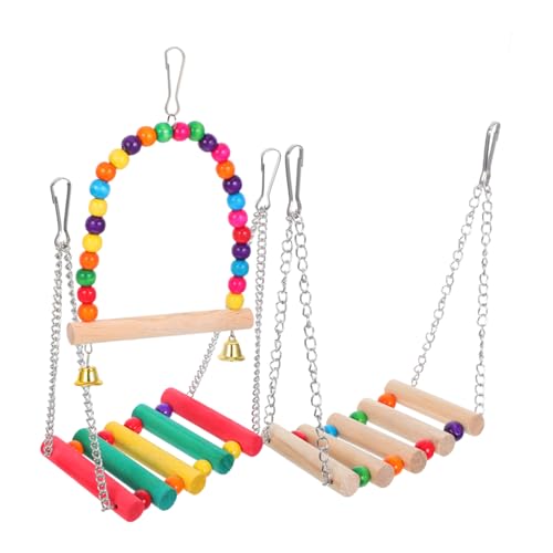 ifundom 3 Stück Teiliges Papageienspielzeug Set Holz Schaukel Kletterleiter Hängematte mit Glocken für Vögel Kauen und Bleiben Geeignet für Wellensittiche Nymphensittiche und Andere Kleine ifundom 3 Stück Teiliges Papageienspielzeug Set Holz Schaukel Kletterleiter Hängematte mit Glocken für Vögel Kauen und Bleiben Geeignet für Wellensittiche Nymphensittiche und Andere Kleine von ifundom