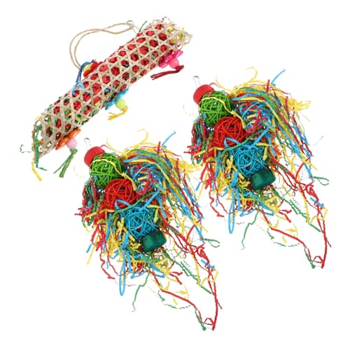 ifundom 3 Stück Teiliges Papageienspielzeug aus Naturholz Kauspielzeug für Kleine Vögel Robustes Futter und Zerkleinerungsspielzeug Aufhängen Geeignet für Wellensittiche und Sittiche von ifundom
