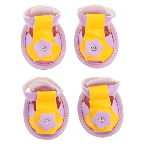 ifundom 4 Stück Haustier Hundesandalen Süße Hundeschuhe Sandalen Schutz Hunde Blumensandalen Sommergröße Hundeschuhe Für Heißes Pflaster Atmungsaktive Kleine Outdoor Hunde von ifundom