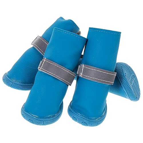 ifundom 4 Stück Haustier-hundeschuhe Hündchenschuhe Für Schutzhundstiefel Hund Schneestiefel Komfortabel Hunde Walkingschuhe Nicht Schlupfhafte Hundeschuhe Kleine Hundefutter Blau Haut von ifundom