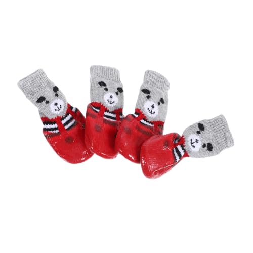 ifundom 4 Stück Haustier wasserdichte Schuhe Und Socken Katzenstiefel Booties Für Hunde Hundeschuhe Für Heißes Pflaster Schuhe Für Hunde Hundesocke Katzensocken Für Katzen Rot Baumwolle von ifundom