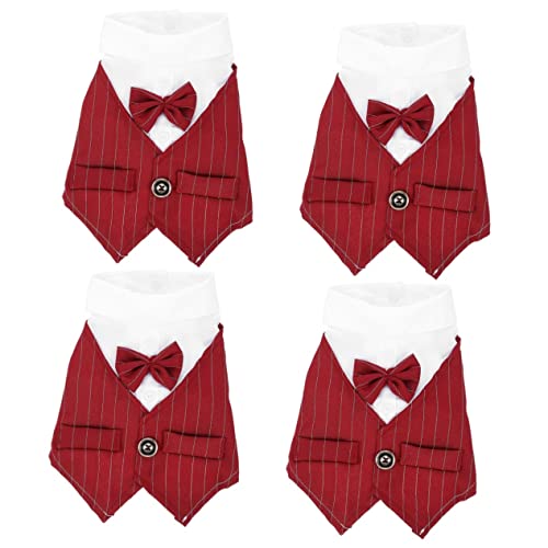 ifundom 4 Stück Haustieranzug Haustier-Hemd mit Fliege Weihnachtsmann-Shirt für Jungen hochzeitskleid Kleid für Hochzeitsgäste Hundehemd Anzug für Hunde dünner Schnitt passen einstellen von ifundom