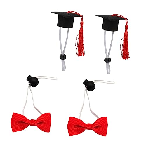 ifundom 4 Stück Haustierbedarf tiermütze Graduation Cap Dog Raincoat hundefressnäpfe Party Dekorationszubehör für Haustiere Haustier Mini Abschlusskappen für Haustiere Stoff rot von ifundom