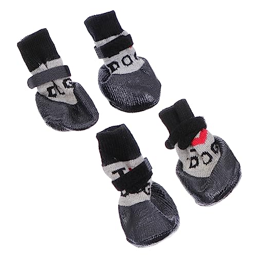 ifundom 4 Stück Haustierschuhe sockenschuhe Welpensocken Welpenstiefel Hundesocke aus Wolle Pfotenschützer für Haustiere Anti-Rutsch-Stiefel für Hunde Plastik Black ifundom 4 Stück Haustierschuhe sockenschuhe Welpensocken Welpenstiefel Hundesocke aus Wolle Pfotenschützer für Haustiere Anti-Rutsch-Stiefel für Hunde Plastik Black von ifundom