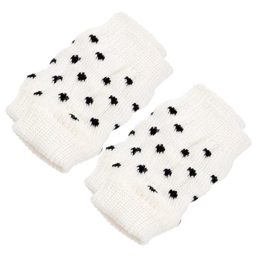 ifundom 4 Stück Haustiersocken hundepflege Dog Leg Warmer Hundebeinlinge hundekleidung hundeschuh gestrickt Ärmel Oberschenkel groß Pfote Hundewärmer Knieschützer Gamaschen Baumwolle Weiß von ifundom