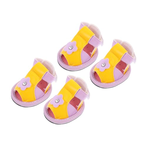 ifundom 4 Stück Hundesandalen Mit Pfotenabdruck Hundeschuhe Schlupfschuhe Für Heißes Pflaster Rosa Hundeschuhe Hundesandalen In Hundegröße Outdoor Hundesandalen Mit Blumenmuster von ifundom