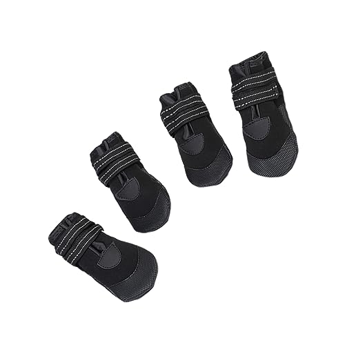 ifundom 4 Stück Luminous Hundeschuhe wasserdichte Regenstiefel für Kleine Hunde rutschfest und Bequem für Schnee und Nässe Schwarz von ifundom