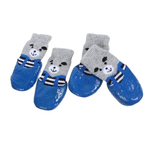 ifundom 4 Stück Socken mit Hundegriff Katzen Schuhe hundeschuhe wasserdichte hundesocken Hundepfotenpolster Anti-Rutsch-Pfotenpolster für Hunde Kätzchenschuhe Schuhhund Baumwolle Sky-Blue von ifundom
