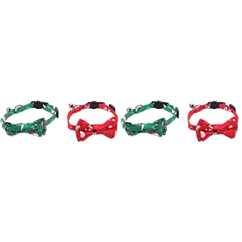 ifundom 4-Teiliges Kostüm- Grünes Schnallenhalsband: Kleine Und Hunde Roter Welpe Verstellbare Schleifenhalsbänder Weihnachtsmann Schneemann Weihnachtszubehör Krawatte von ifundom