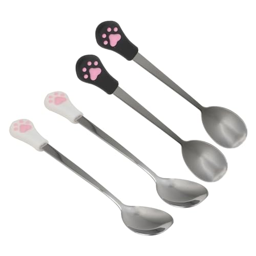 ifundom 4Stücke Haustierfutterlöffel Teiliges Katzen und Hundelöffel mit Silikongriff Frei und Phthalatfrei für und Snacks Langlebig und Sicher von ifundom