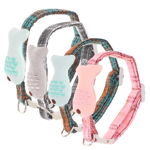 ifundom 4Stücke Katzenhalsband Fischdesign Verstellbares Gitterhalsband Für Haustiere Kreatives Und Sicheres Für Für Verschiedene Outfits Und Langlebig von ifundom