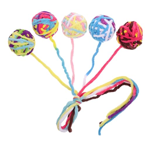 ifundom 5 Stück Bunte Teiliges Katzen aus Weicher Wolle mit Glocke Interaktive Katzenangel für Kätzchen Leichtes Indoor Teaser Aktivität und Spaß ifundom 5 Stück Bunte Teiliges Katzen aus Weicher Wolle mit Glocke Interaktive Katzenangel für Kätzchen Leichtes Indoor Teaser Aktivität und Spaß von ifundom