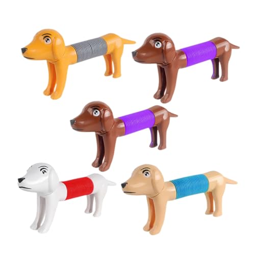 ifundom 5 Stück Teiliges Pop Tube Hundespielzeug Buntes Dehnbares Stressabbau und Interaktives Welpen für Party Sensorisches Lustiges Tier Design zum Entspannen von ifundom