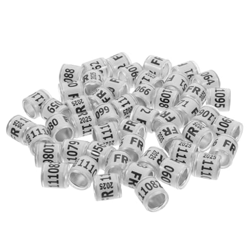 ifundom 50 Stück Brieftauben-Fußkettchen Ring für Tauben Taubenring Beinring Fußring für Vögel Ringe für Vögel individuelle Vogelbeinbänder Hühnerfußringclip Aluminium-Kunststoff Weiß von ifundom