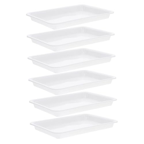 ifundom 6 Stück Blumentopf Tablett Untertasse Pflanzenuntersetzer Tief Pflanzenschalen Für Töpfe Abfluss Bonsai-tablett Bonsai Baum Drinnen Rechteckig Kindergarten Anlage Ton Klein Weiß Pp von ifundom