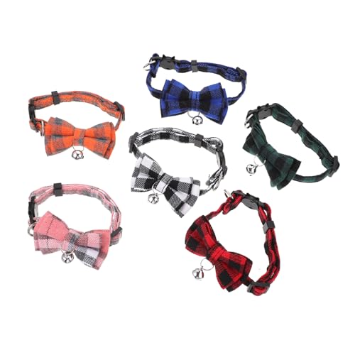 ifundom 6stücke Sechs Hautfreundliche Katzenhalsbänder Aus Polyester Mit Sicherheits-Schnalle Plaid-Stil Individuell Anpassbar Für Alltagskostüme Hochzeiten Geburtstage Halloween Und von ifundom