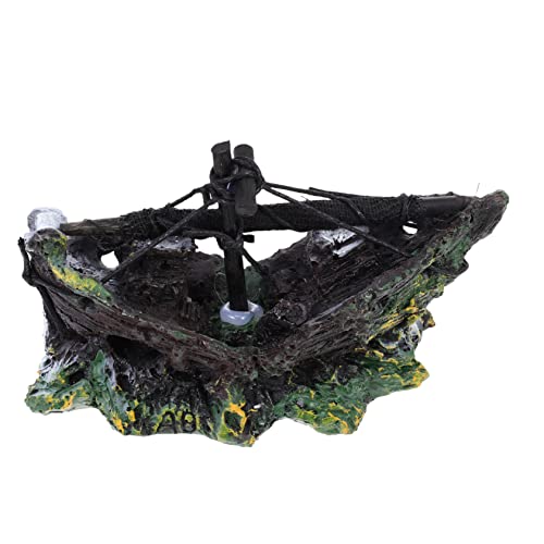 ifundom Aquarium Dekoration Piratenschiffwrack-Aquariumdekorationen Fisch Tank Schiff Ornament Piratenschmuck Fischtanks Aquarienschloss Piratenschiff Wrack Figur Aquarienverzierung Harz von ifundom