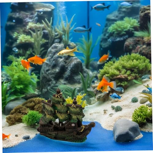 ifundom Aquarium Schiffswrack Deko Mini Segelboot Figur Resin Fischversteck Garnelen Höhle Betta Aquarium Landschaftsschmuck für Süß Salzwasserbecken von ifundom