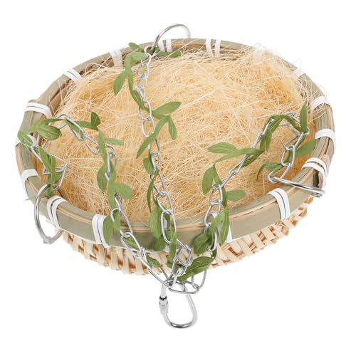 ifundom Bambusvogelnest Vogelzeltkäfig Vogelspielzeug Für Sittiche Vogelkäfige Kokosfaser Für Vogelnest Papageienbett Vogelbett Geflochtenes Strohnest Vogel-Kokosnuss-Nest Kokoshaut Metall von ifundom