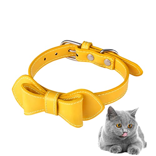 ifundom Bogenkragen Schnalle Schild Stichworte Welpen Hundehalsbänder für Welpen Haustier Hundehalsband Katzenkragen PU-Hundehalsband Yellow von ifundom