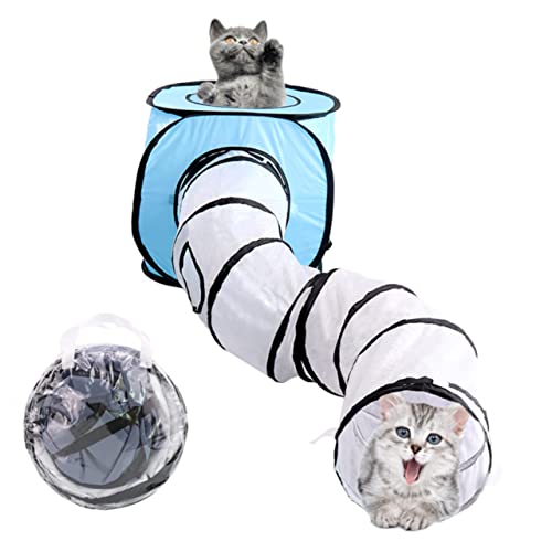 ifundom Faltbarer S Förmiger Katzentunnel Blau Interaktives für Katzen und Kätzchen Langlebiger Rascheltunnel für Drinnen Platzsparend und Praktisch Fördert Spielspaß und Aktivität von ifundom