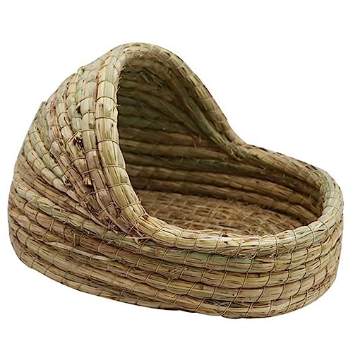 ifundom Hamster Nest aus Natürlichem Stroh Gemütliches Schlafbett für Kleine Haustiere Sicheres Versteck für Hamster Meerschweinchen und Andere Kleintiere Kühlend im Warm von ifundom
