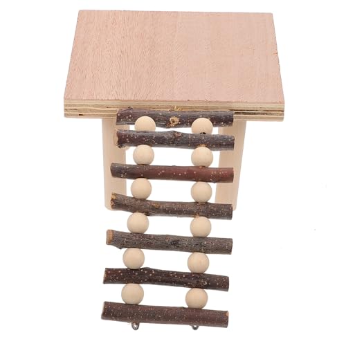 ifundom Hamster Plattform aus Holz mit Leiter Langlebiges Kletterspielzeug für Kleintierkäfig Einfach zu Montieren Beißfestes Holz für Zwerghamster und Kleine Nager von ifundom