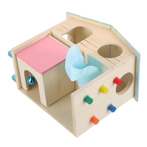 ifundom Hamster Spielhaus aus Hochwertigem Holz mit Farbigem Rutschenturm und Leiter Robustes Kleintier für Zwerghamster Fördert Bewegung und Klettern und Langlebig für Haustierkäfige von ifundom
