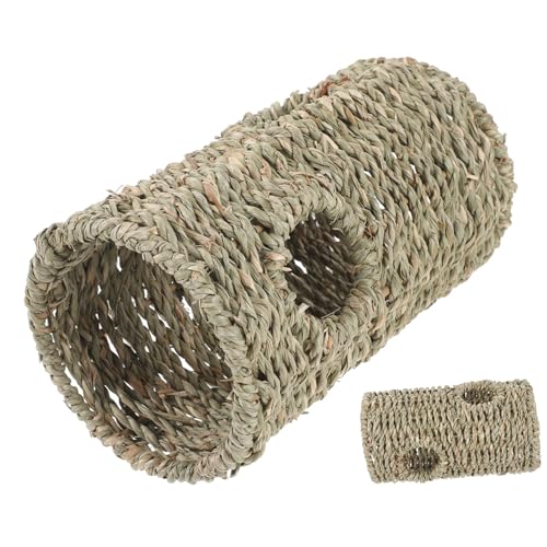 ifundom Hamster Tunnel aus Natürlichem Stroh Sicherer und Glatter Hamster Schlaf und Verstecktunnel Atmungsaktiv für Käfige und Kleine Haustiere Verstecken von ifundom