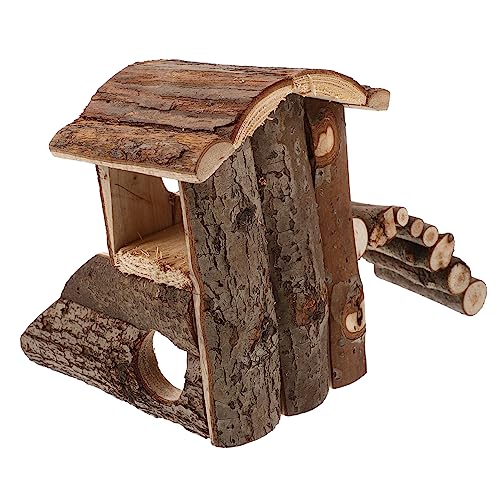 ifundom Hamsterhaus Holzhaus Doppelstöckig Kleintierhaus Luxuriöses Nagerhaus für Chinchilla Käfig Zubehör Kuschelige für Hamster und Kleine Haustiere von ifundom