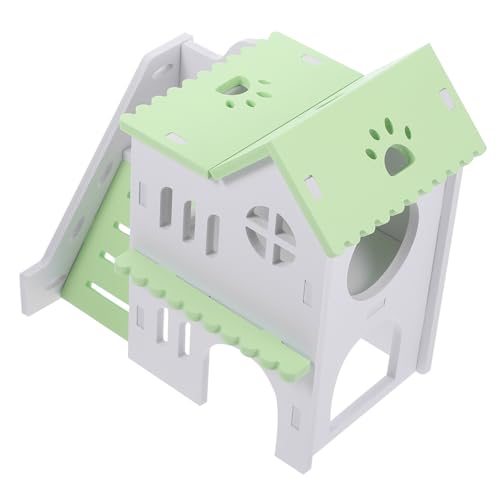ifundom Hamsterhaus aus Massivem Holz Bunte Villa für Hamster Meerschweinchen und Chinchillas Ruhiger Rückzugsort Stressreduzierendes Nagerhaus Ausruhen von ifundom
