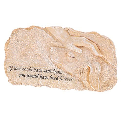 ifundom Haustier Gedenkstein Hund Statue aus Resin Sandfarbenes Memorial Ornament für Garten und Zuhause Tiergrabstein Dekoration zur Liebevollen Erinnerung von ifundom