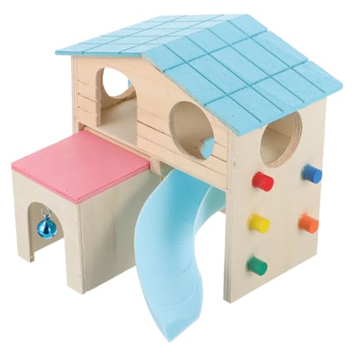 ifundom Haustier Hamster Spielhaus aus Holz Rutschhütte für Hamster und Meerschweinchen Lebensraum und Spielplatz für Kleintiere von ifundom