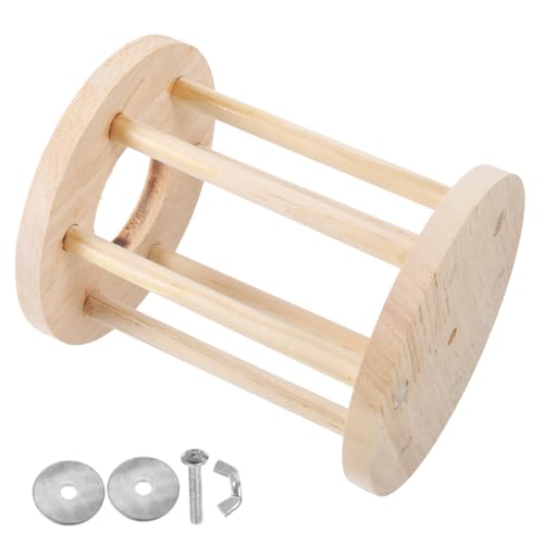 ifundom Holz Gras Halter für Kleintierkäfig Langlebiger Futterspender mit Zaun Design zur Langsamen Futteraufnahme mit Befestigung für Kaninchen Hamster Meerschweinchen Geeignet von ifundom